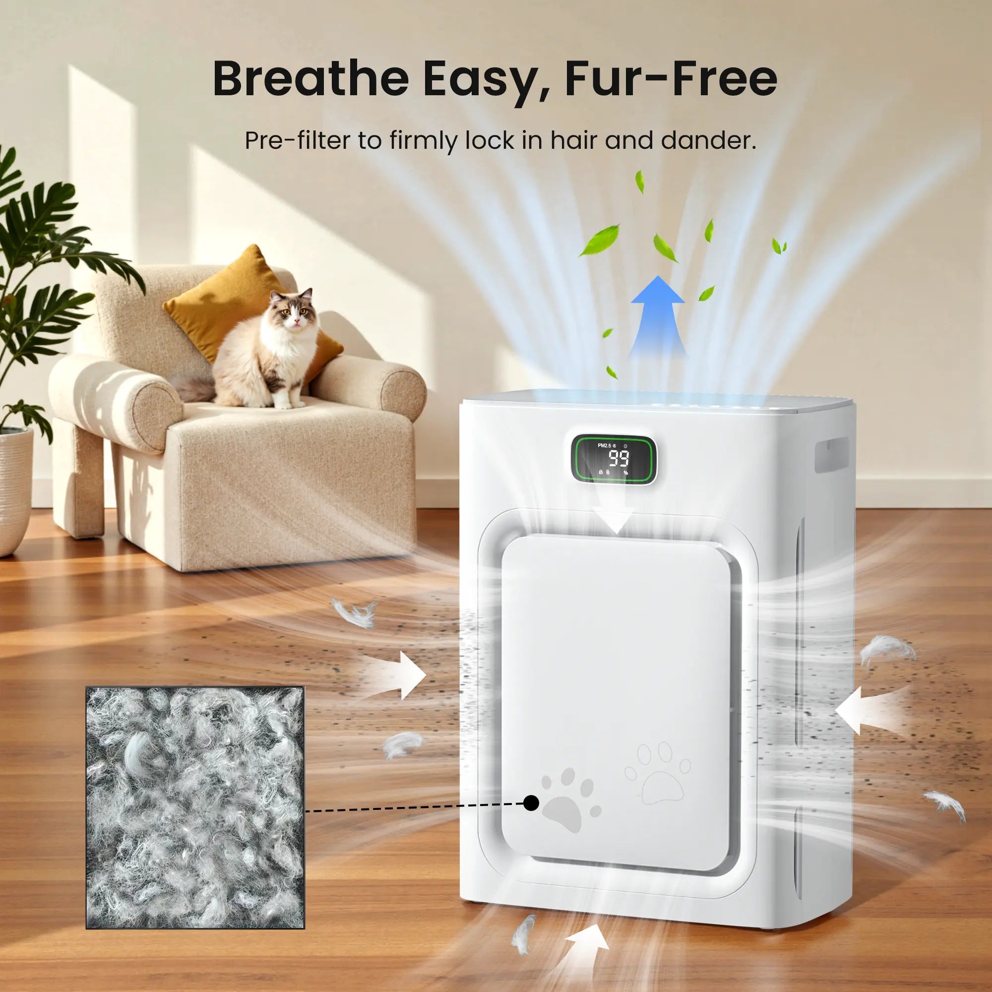 Pet Air Purifier for Home Large Room up to 2000 sq ft